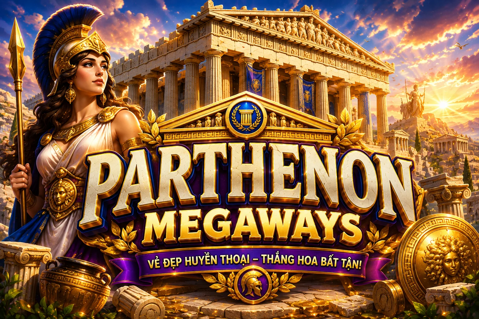 Giao diện chơi và menu 888K PARTHENON cho casino trực tuyến và trò chơi giải trí